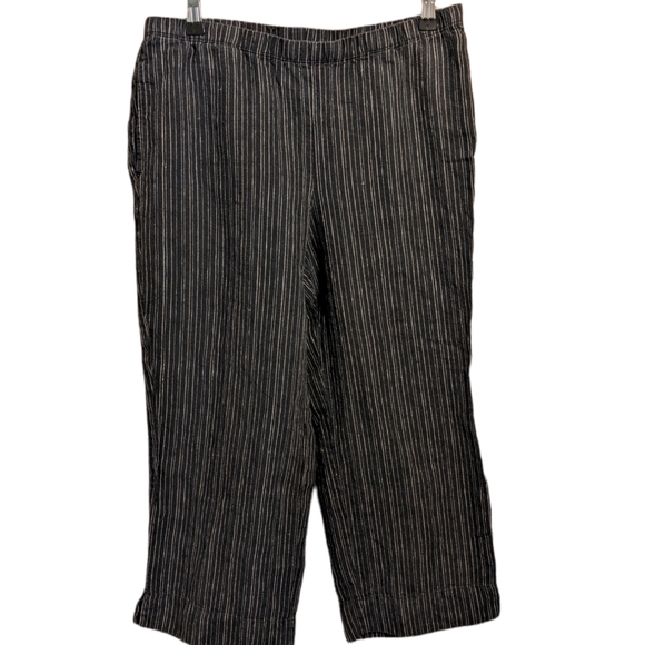 J. Jill Love Linen Black & White Stripe Wide Leg Crop Pants - Picture 3 of 9